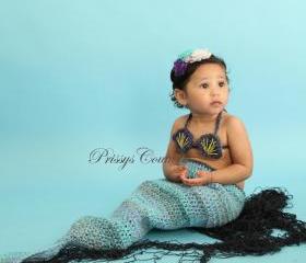 Crochet Mermaid photo prop/newborn to toddler/under the sea prop