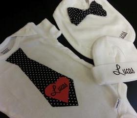 Little guy tie/bowtie bib/hat gift set/personalization optional 