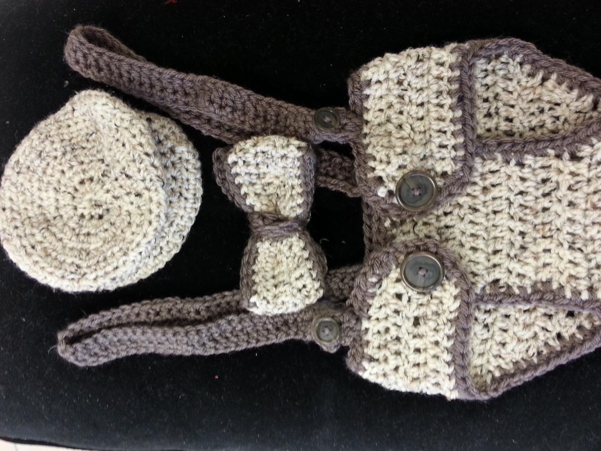 Crochet Diaper Cover Set With Removable Suspenders/photo Prop on Luulla